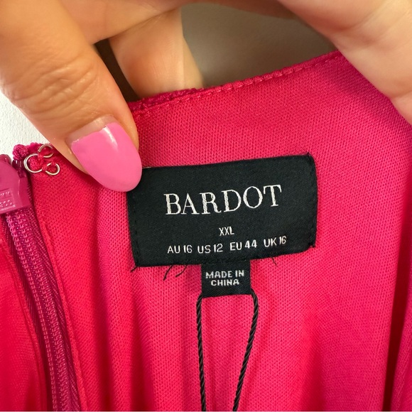 Bardot Adoni Zigzag Midi Dress Magenta Pink 12 - Picture 4 of 8